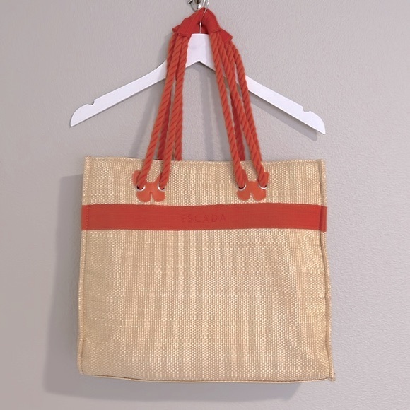 Escada Sunset Heat Straw Market Tote - Picture 3 of 17